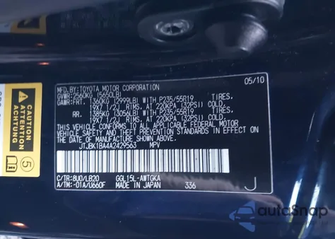 2010 Lexus Rx 350 from USA, damaged, VIN JTJBK1BA4A2429563